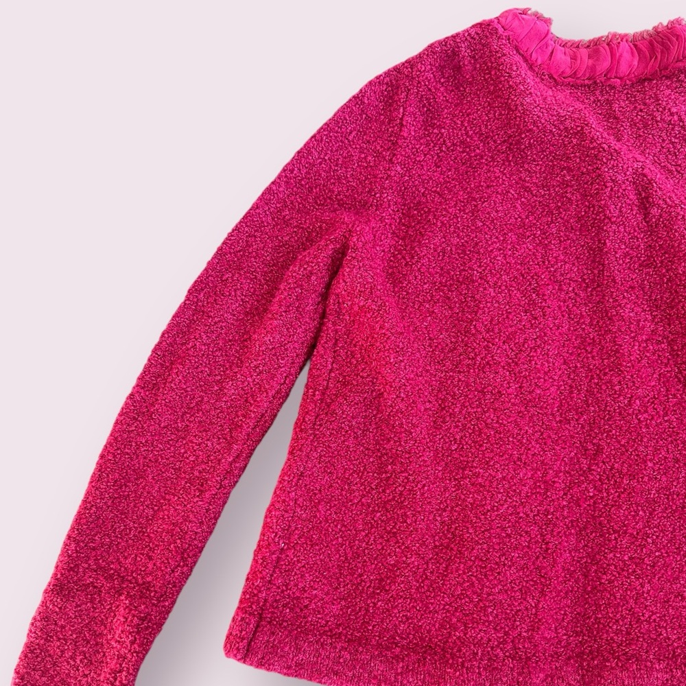 Women’s Boden Wool Cotton Nylon Blend Soft Cardigan With Ruffle Collar Size 8 - Picture 9 of 10